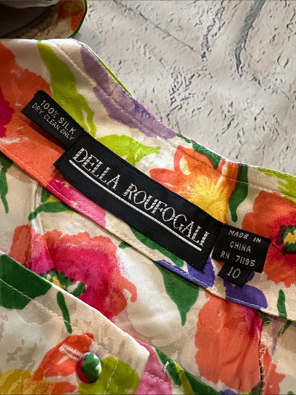 Vintage Della Roufogali Watercolor Floral Puff-Sleeve 2-piece Midi Dress - Picture 8 of 16